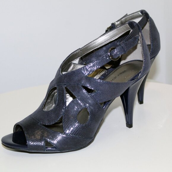 Bandolino Janeta High Heel Sandals Size 7.5M, Bleu Snakeskin Print - Picture 4 of 13